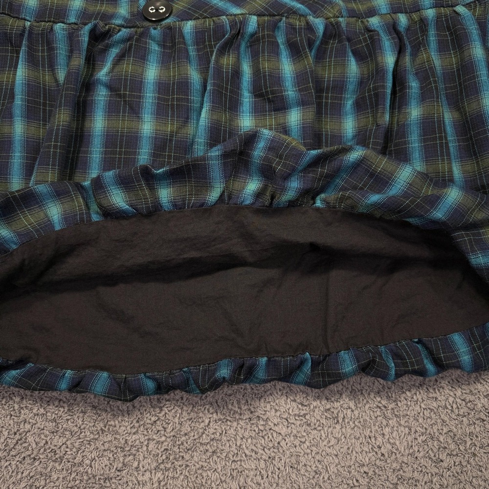 Y2K Soulmates Skirt Womens 13 Blue Green‎ Plaid Bubble Mini School Girl Preppy - Picture 4 of 8